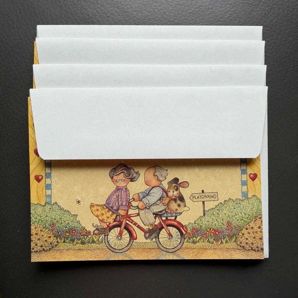 Vtg 90s Babbling Brook Note Cards Blank Cottagecore Country Folk Art SET of 4